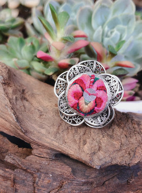 民族风大号戒指苗银复古风可调节