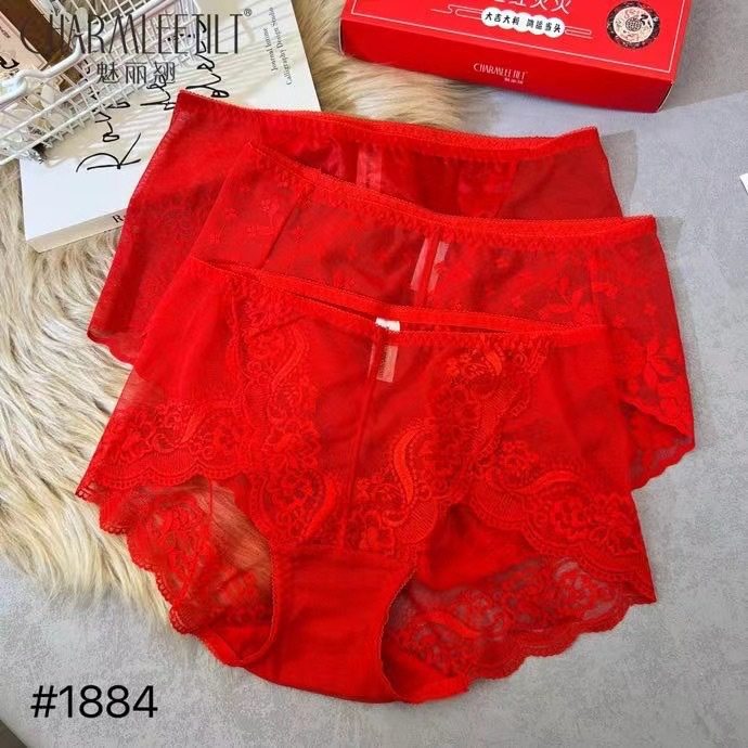 魅丽翘大红色蕾丝内裤性感蕾丝本命年红内裤加大版 舒适柔软3条装,淘宝优惠券,粉丝福利购,淘宝优惠卷