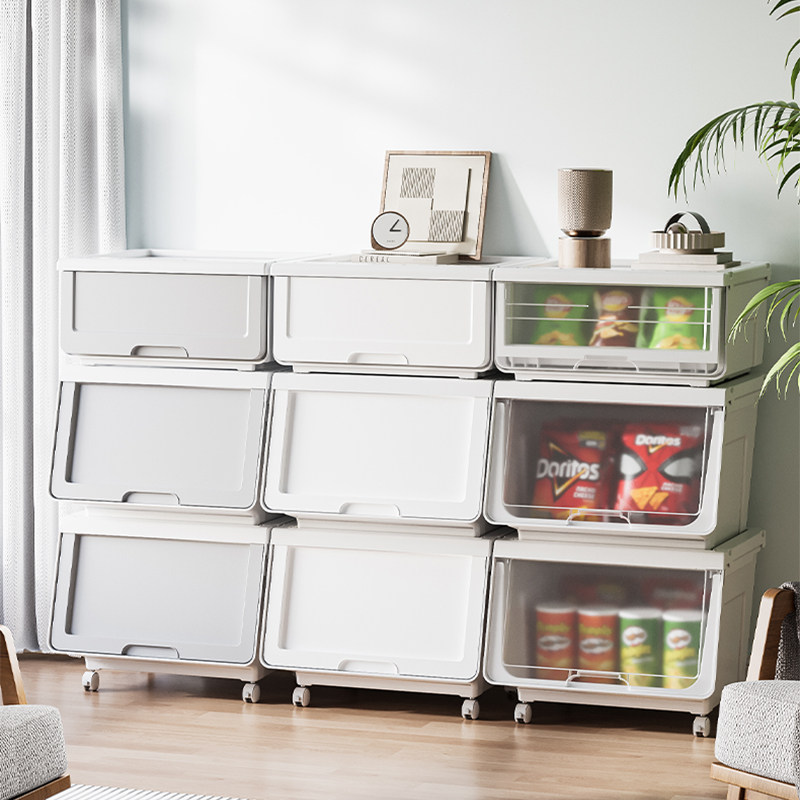 收纳箱河马口前开式塑料玩具零食前开式整理盒多层可叠加整理神器,淘宝优惠券,粉丝福利购,淘宝优惠卷