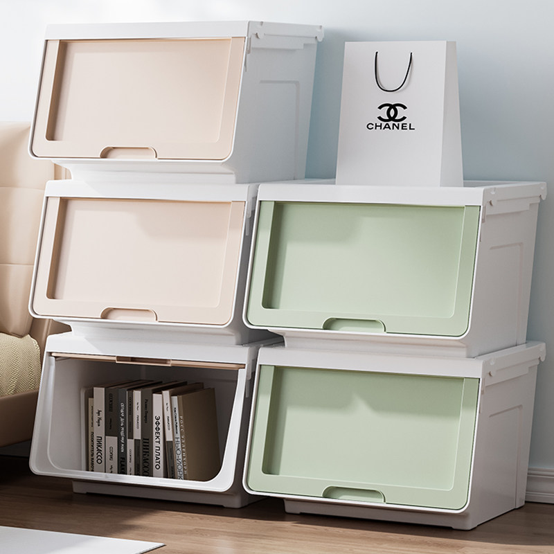 收纳箱河马口前开式塑料玩具零食前开式整理盒多层可叠加整理神器,淘宝优惠券,粉丝福利购,淘宝优惠卷