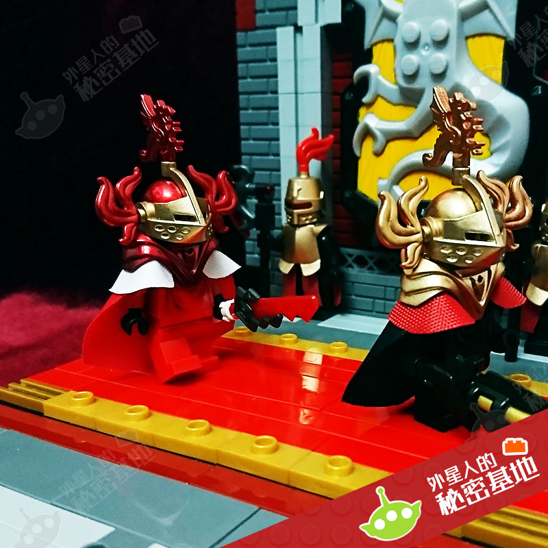 乐高lego 绝版超稀有城堡人仔零件 金属红/金飞龙皇冠骑士 头盔甲 - 图0