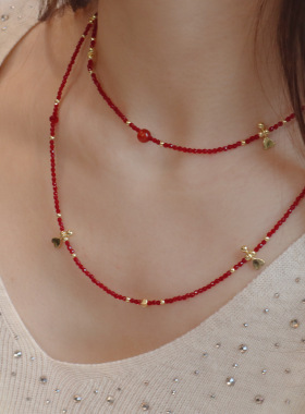 轻奢多层天然玛瑙虎眼石叠戴项链