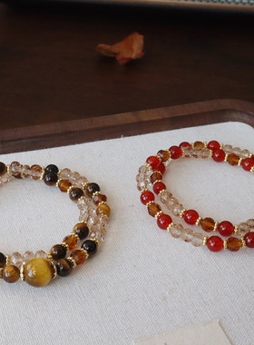 红玛瑙女款圣诞新年礼物双圈手链