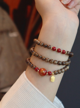 轻奢沉香木手串三圈设计感