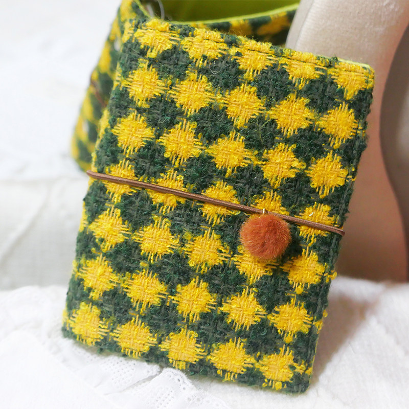 躲在耳里|限量毛呢活页|黄绿色系格纹小众精致氛围重工手帐本m5a7,淘宝优惠券,粉丝福利购,淘宝优惠卷