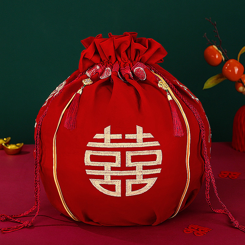 结婚女方陪嫁用品大全喜字束口包袱皮新娘出嫁妆红色大号包裹布,淘宝优惠券,粉丝福利购,淘宝优惠卷