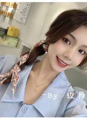 ins轻薄棉麻波点碎花日系小方巾