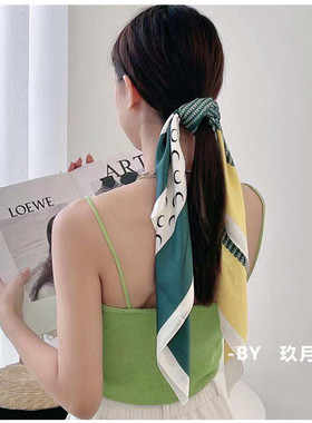 ins显白气质亮色西装绑发领巾