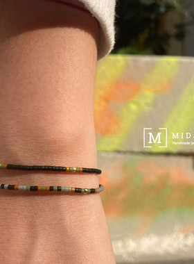 黑色系百搭极细可调节两条装手绳