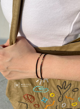 中性urban磨砂黑色双层叠戴手链