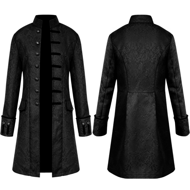 欧洲中世纪宫廷王子服装男士复古衬衫朋克大衣绅士外套舞台演出服-图0