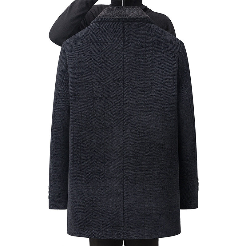 Middle-aged and elderly dad's woolen coat with down lining