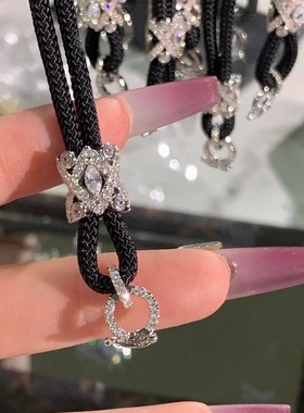 925银高碳钻高货绳玉器珠宝链男女款百搭挂绳吊坠