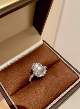 S925纯银高碳钻白冰水沫玉葫芦戒指