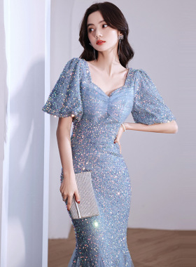 晚礼服女2025新款名媛宴会优雅气质鱼尾年会主持人端庄大气