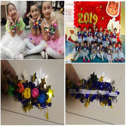 儿童节日表演舞蹈道具成人幼儿园跳舞手腕花开幕式入场铃铛手环 - 图1