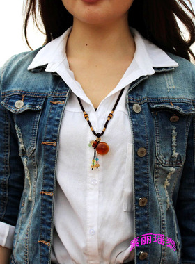 纯色朱砂容器扩香琉璃精油瓶吊坠