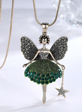 欧美时尚卡通小公主吊坠项链