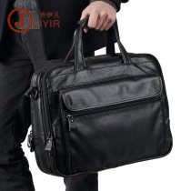 Business Briefcase Men Handbag Genuine Leather Large Capacity Single Shoulder Diagonal Satchel Cow Leather 15 Inch Laptop Bag