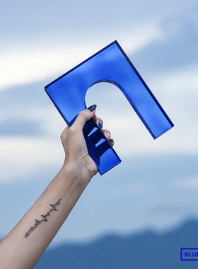 蓝色几何样板间轻奢风软装饰品