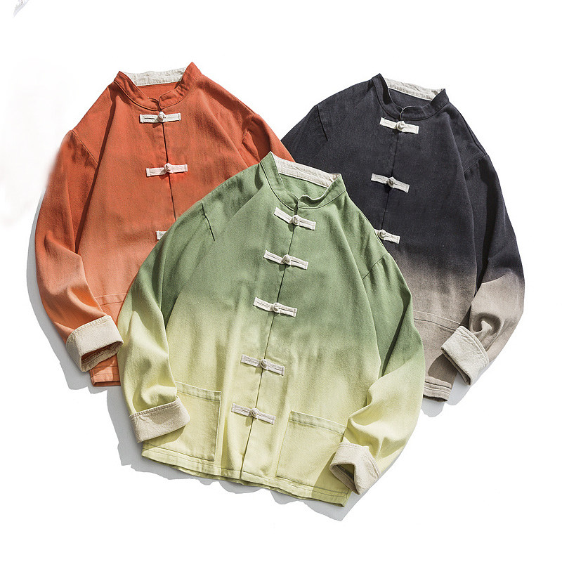 水洗渐变 无梦记中国风男春季复古盘扣情侣宽松立领唐装夹克外套,淘宝优惠券,粉丝福利购,淘宝优惠卷