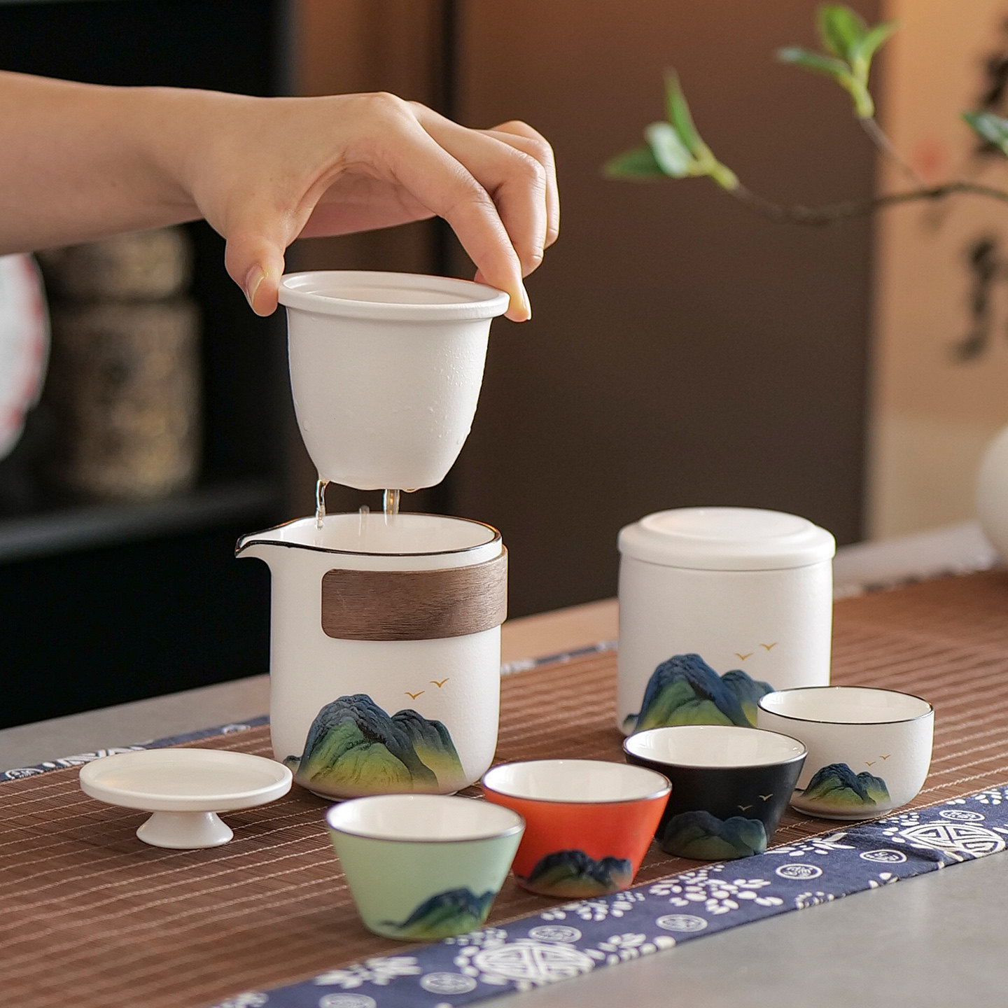 旅行茶具套装便携户外泡茶壶一壶四杯露营快客杯高档商务礼品定制,淘宝优惠券,粉丝福利购,淘宝优惠卷