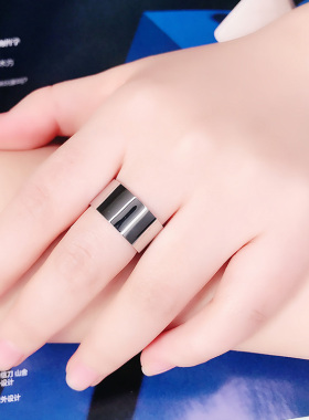仲夏之晶钛钢不掉色光面情侣戒指