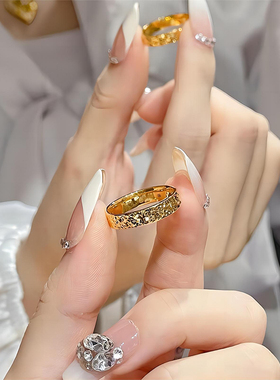 轻奢高级感金色碎冰冰戒指女