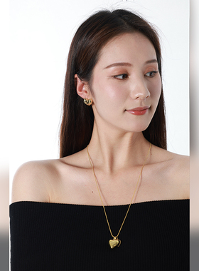 muer沐耳【简单爱】925银爱心耳钉吊坠项链戒指简约时尚耳饰