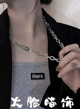 绿色别针项链女男潮年新款ins嘻哈冷淡风小众卫衣毛衣链配饰