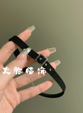 黑色choker颈链项圈锁骨链女款项链颈带颈圈时尚百搭皮带扣配饰品