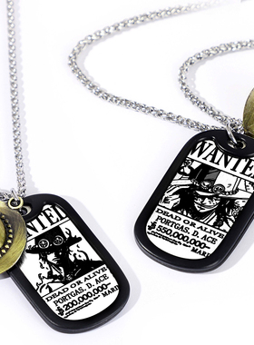 海贼航海盗王项链男女路飞通辑令草帽路飞动漫周边合金吊坠挂饰