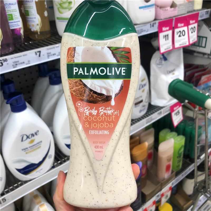 澳洲Palmolive棕榄椰子去角质沐浴露身体磨砂膏二合一-图1