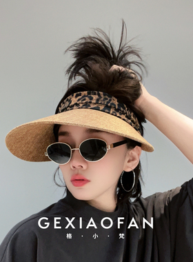 格小梵·正品“夏日彩蝶”夏季大檐空顶遮阳防晒帽大头围显脸小