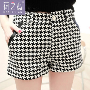 冬季高腰毛呢短裤