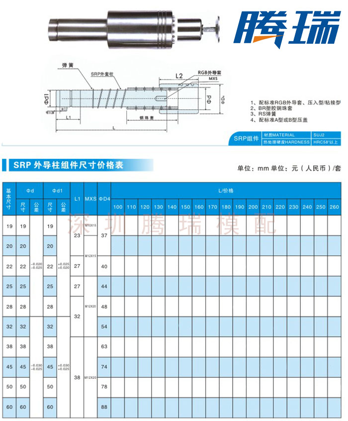 精密冷冲模座外导柱组件 冲压模具导柱导套组件 米思米标准