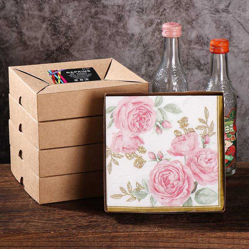 Runlux三层加厚彩色纸巾 印花餐巾纸 高端婚礼纯木浆纸50张盒装,淘宝优惠券,粉丝福利购,淘宝优惠卷