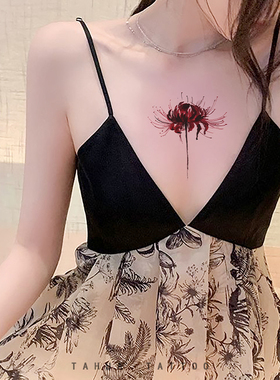 彩色纹身贴她画水墨彼岸花纹身贴