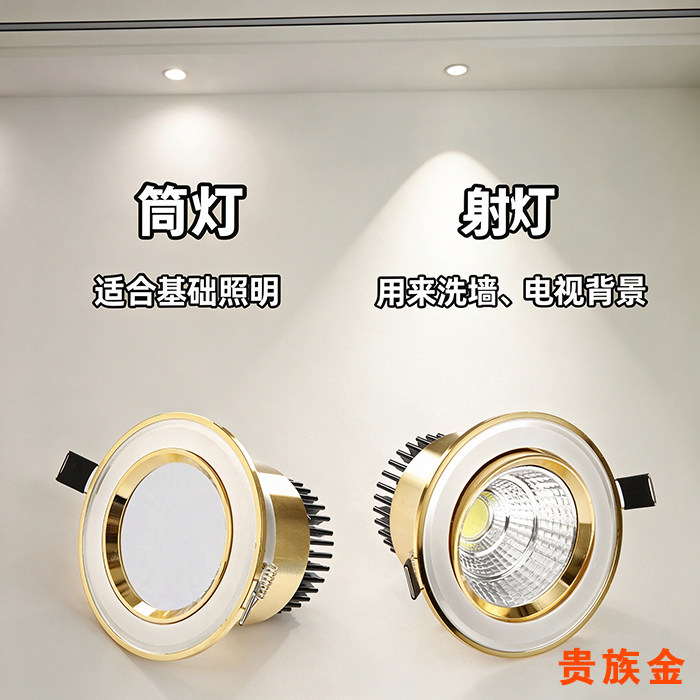 Golden LED downlight spotlight European style TV background wall