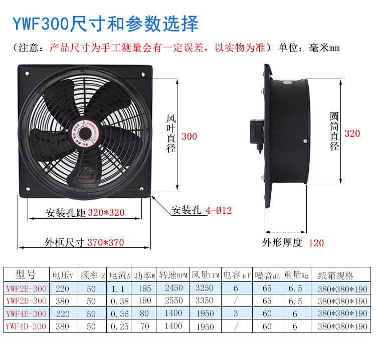 方形双网外转子轴流风机 通风机静音换气排油烟排尘防潮防油300mm,淘宝优惠券,粉丝福利购,淘宝优惠卷