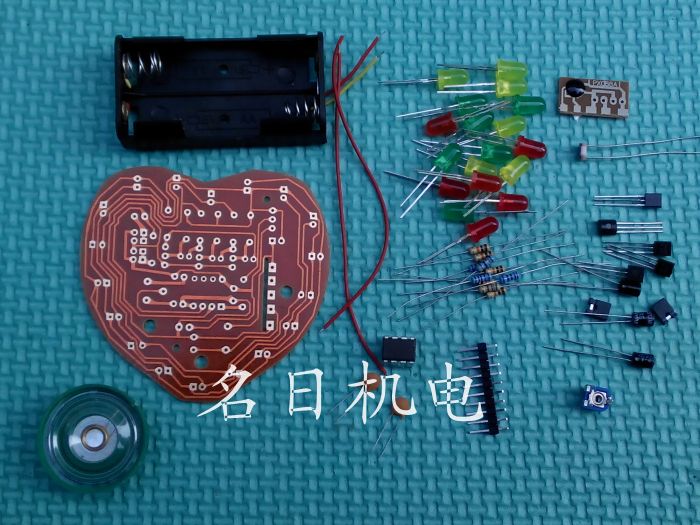 【名日机电】心型LED灯光控音乐彩灯 DIY电子套件实训元器件散件-图1