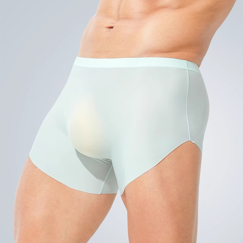 超薄面膜内裤男士5D大囊袋冰丝无痕隐形平角裤透明高开叉裸感短裤,淘宝优惠券,粉丝福利购,淘宝优惠卷