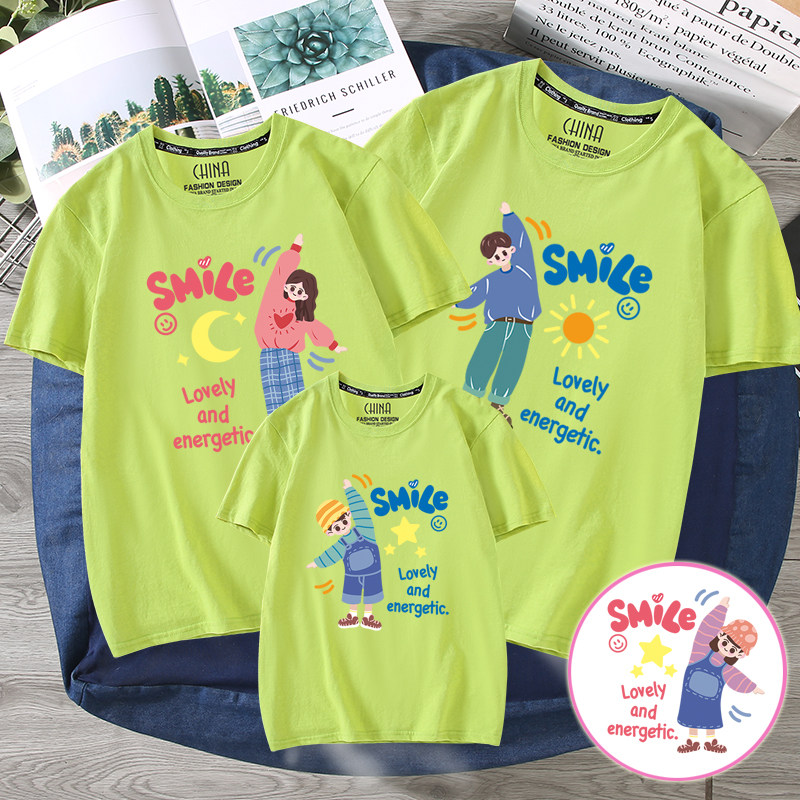 卡通亲子装一家三四口夏装短袖T恤2026年新款潮母女母子装全家装,淘宝优惠券,粉丝福利购,淘宝优惠卷