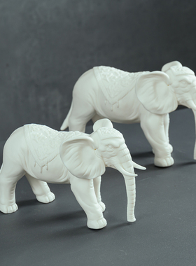 新中式陶瓷大象摆件一对德化白瓷家居办公室招财风水高档工艺品象