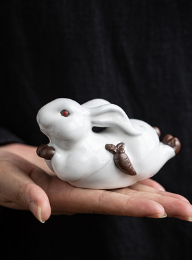 创意卡通可爱小兔子生肖摆件家居客厅桌面装饰品迷你兔陶瓷摆设