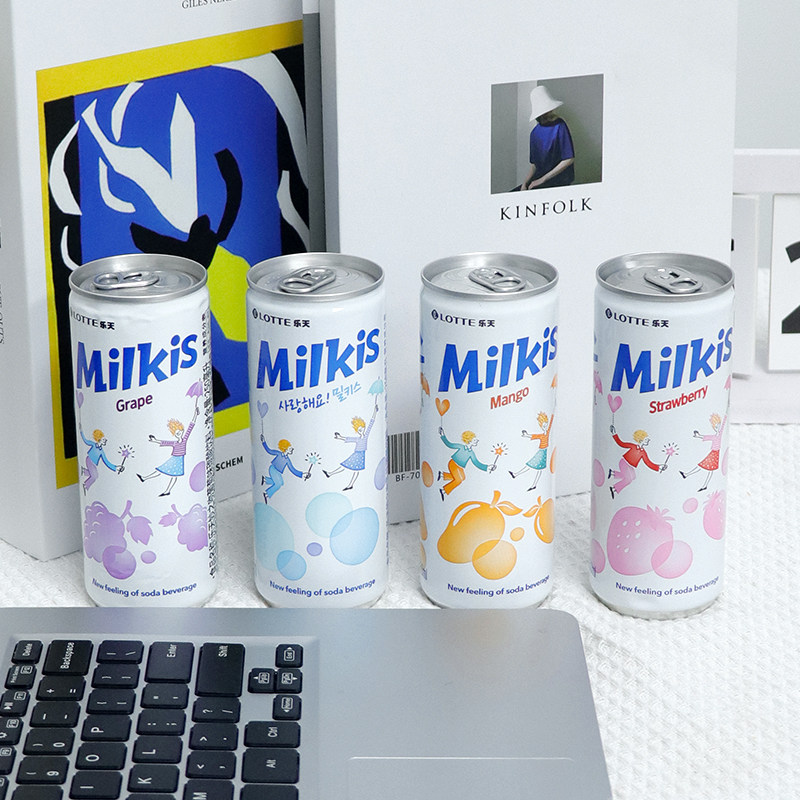 韩国进口乐天妙之吻250ml乳味碳酸饮料含气牛奶味罐装饮品0脂肪,淘宝优惠券,粉丝福利购,淘宝优惠卷