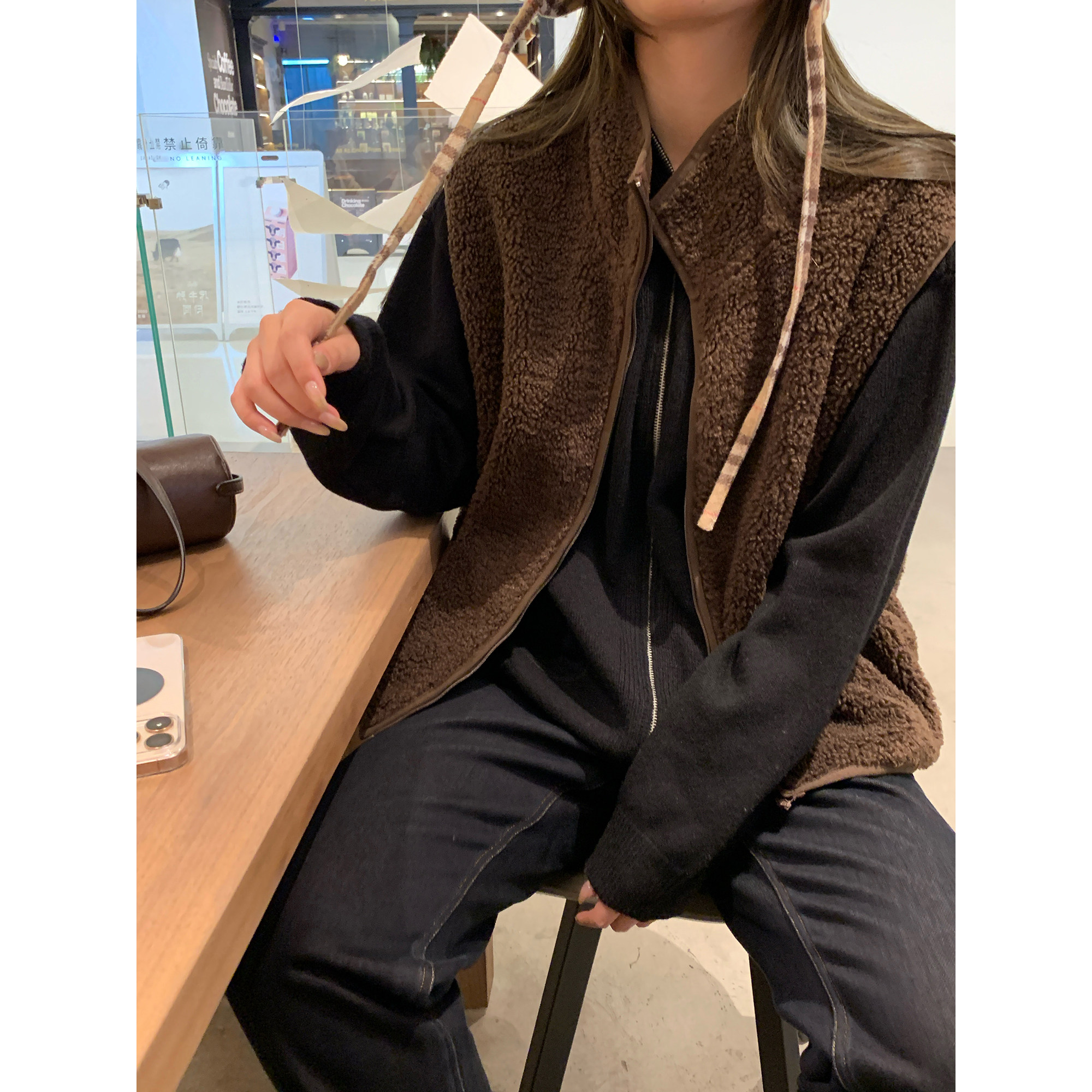 NAZ那子大码冬季时尚宽松摇粒绒立领胖mm慵懒休闲百搭马甲外套女,淘宝优惠券,粉丝福利购,淘宝优惠卷