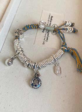 五台山吞金兽925碎银盘缠手链