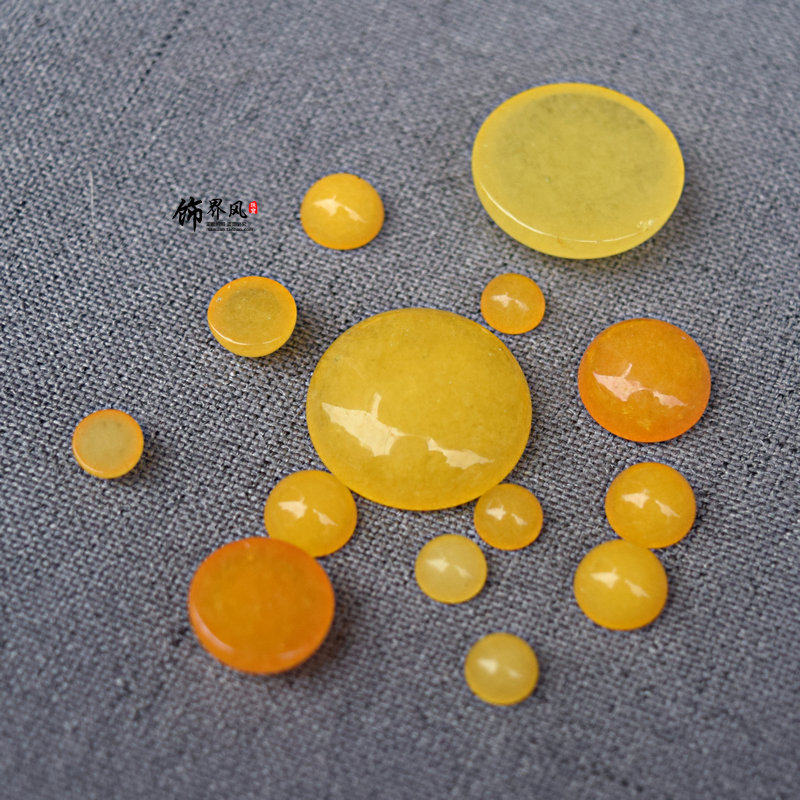 4/25mmDIY戒指耳钉吊坠 发簪镶嵌贴片材料配件 圆形黄玉髓戒面,淘宝优惠券,粉丝福利购,淘宝优惠卷