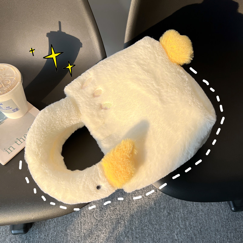 可爱大白鹅包包2025新款单肩包女毛绒托特包日系lolita纯色手提包,淘宝优惠券,粉丝福利购,淘宝优惠卷